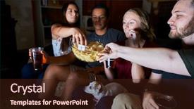  Presentation with passing the baton - Cool new PPT theme with dogs beer - friends watching tv at night backdrop and a wine colored foreground