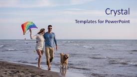  Presentation with fun - Slides consisting of dogs beer - young couple having fun playing background and a sky blue colored foreground