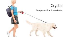  Presentation with full length portrait two men women brown sweater - Slide deck consisting of dogs people - full length portrait background and a white colored foreground