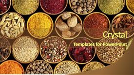  Presentation with black and gold - PPT theme having dogwood - different spices on black background background and a tawny brown colored foreground