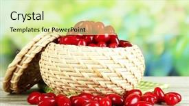  Presentation with dogwood - Slide set consisting of dogwood - fresh cornel berries in basket background and a soft green colored foreground