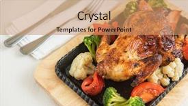  Presentation with roasted chicken - Slides having dogwood - roasted chicken with vegetables thanksgiving background and a coral colored foreground