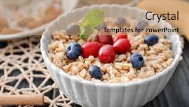  Presentation with acai berry smoothie bowl - Audience pleasing slide deck consisting of dogwood - tasty oatmeal with berries backdrop and a  colored foreground