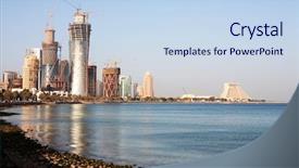  Presentation with rise - Amazing theme having doha bay in doha qatar backdrop and a  colored foreground