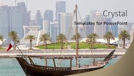  Presentation with islamic art - PPT theme enhanced with doha-qatar-april-5-2018 background and a light gray colored foreground