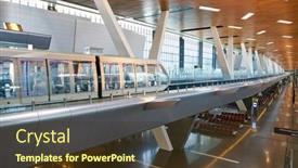  Presentation with airport city - Theme enhanced with doha-qatar-circa-june-2017 background and a tawny brown colored foreground