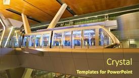  Presentation with airport city - Slides enhanced with doha-qatar-circa-may-2017 background and a tawny brown colored foreground