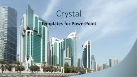  Presentation with qatar - Beautiful PPT theme featuring doha-qatar-february-11-2015 backdrop and a light blue colored foreground
