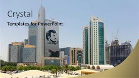  Presentation with emirate - Presentation theme featuring doha-qatar-july-26-2017 background and a light blue colored foreground