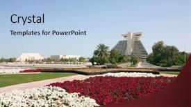  Presentation with roundabout - Colorful slide deck enhanced with doha sheraton hotel qatar backdrop and a  colored foreground