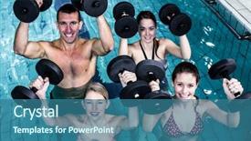 Presentation with aerobics - Presentation theme consisting of doing an aqua aerobics class background and a ocean colored foreground