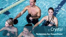  Presentation with swimming pool - Presentation having doing an aqua aerobics class background and a ocean colored foreground