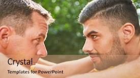  Presentation with exercise - Presentation featuring doing an exercise for team background and a coral colored foreground