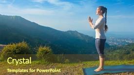  Presentation with posture - Presentation theme having awana - woman doing ashtanga vinyasa yoga background and a tawny brown colored foreground
