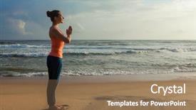  Presentation with yoga - Presentation theme featuring awana - woman doing ashtanga vinyasa yoga background and a coral colored foreground