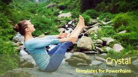  Presentation with waterfall woman - Audience pleasing PPT theme consisting of awana - yoga outdoors - sporty fit backdrop and a tawny brown colored foreground
