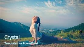  Presentation with sun salutation - Audience pleasing theme consisting of doing ashtanga vinyasa yoga surya backdrop and a ocean colored foreground