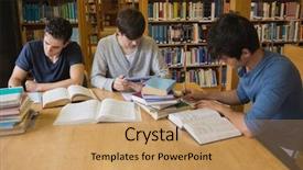  Presentation with college students - Audience pleasing slides consisting of doing assignments in college library backdrop and a coral colored foreground