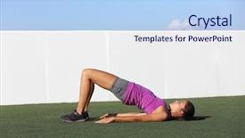  Presentation with fitness - Colorful PPT theme enhanced with doing bodyweight glute floor bridge backdrop and a light blue colored foreground