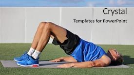  Presentation with instruction - Colorful slide set enhanced with doing bodyweight glute floor bridge backdrop and a light blue colored foreground