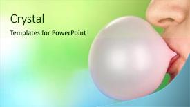  Presentation with chewing gum - PPT theme consisting of doing bubble with chewing gum background and a soft green colored foreground