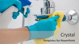  Presentation with bathroom - Presentation theme with doing chores in bathroom cleaning background and a soft green colored foreground