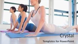  Presentation with yoga - Colorful slides enhanced with doing cobra pose in yoga backdrop and a light blue colored foreground