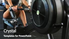  Presentation with sporty - Cool new presentation theme with doing crossfit exercises on training backdrop and a dark gray colored foreground