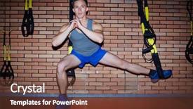  Presentation with brick wall - Beautiful slides featuring doing exercises for leg muscle backdrop and a  colored foreground