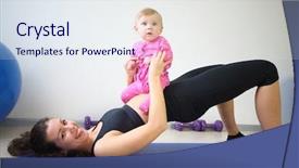  Presentation with baby in womb - PPT theme having doing exercises in the gym background and a sky blue colored foreground