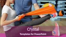  Presentation with supervision - Slides enhanced with doing exercises under physiotherapist supervision background and a violet colored foreground