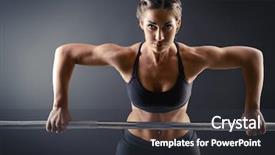  Presentation with barbell health - Amazing PPT theme having doing exercises with barbell fitness backdrop and a dark gray colored foreground