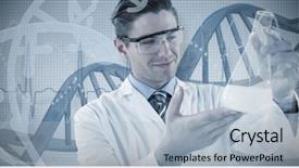  Presentation with animal testing scientist doing experiment - Amazing theme having doing experiment against red spiral backdrop and a light blue colored foreground