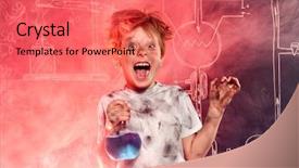  Presentation with animal testing scientist doing experiment - Presentation theme having doing experiments in the laboratory background and a coral colored foreground