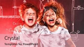  Presentation with school children - Amazing slide deck having doing experiments in the laboratory backdrop and a lemonade colored foreground