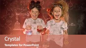  Presentation with school children - PPT layouts consisting of doing experiments in the laboratory background and a coral colored foreground