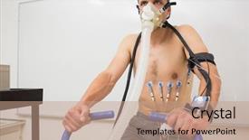  Presentation with exercise bike - Amazing slide set having doing fitness test on exercise backdrop and a coral colored foreground