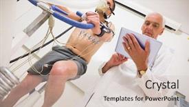  Presentation with exercise bike - Beautiful slide deck featuring doing fitness test on exercise backdrop and a soft green colored foreground