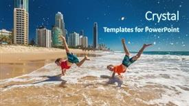  Presentation with australia - Slide set having doing hand stands on gold background and a ocean colored foreground