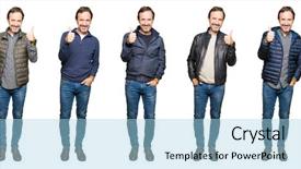  Presentation with collage - Cool new PPT layouts with doing happy thumbs up gesture backdrop and a light blue colored foreground