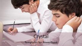  Presentation with homework - Cool new slide deck with doing homework at home writing backdrop and a coral colored foreground