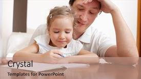  Presentation with homework - Audience pleasing PPT theme consisting of doing homework parent with child backdrop and a coral colored foreground