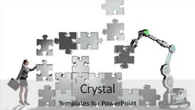  Presentation with robot arm - Slide set consisting of doing jigsaw puzzle with robot background and a light gray colored foreground