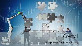  Presentation with robotic arm - Cool new presentation theme with doing jigsaw puzzle with robot backdrop and a  colored foreground