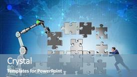  Presentation with robotic arm - Amazing presentation theme having doing jigsaw puzzle with robot backdrop and a  colored foreground