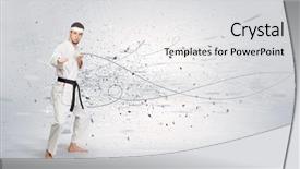  Presentation with train the trainer - Beautiful presentation design featuring doing karate tricks with chaotic backdrop and a  colored foreground
