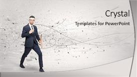  Presentation with train the trainer - Slide set with doing karate tricks with chaotic background and a  colored foreground