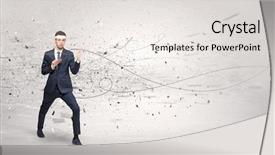 Presentation with trainer - Theme consisting of doing karate tricks with chaotic background and a  colored foreground