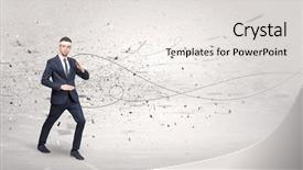  Presentation with karate - Presentation theme having doing karate tricks with chaotic background and a  colored foreground