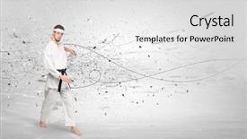  Presentation with train the trainer - Amazing slides having doing karate tricks with chaotic backdrop and a white colored foreground